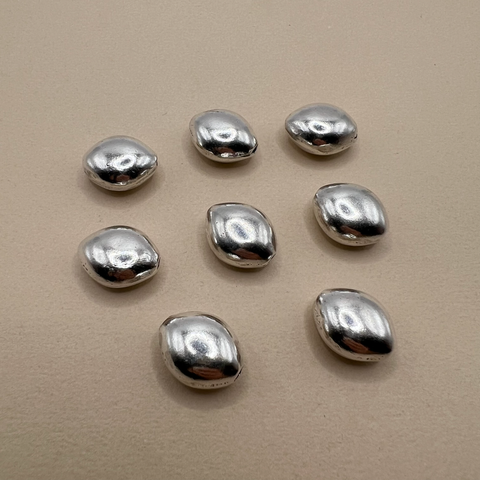 Hill Tribe Fine Silver Oval Puff Bead