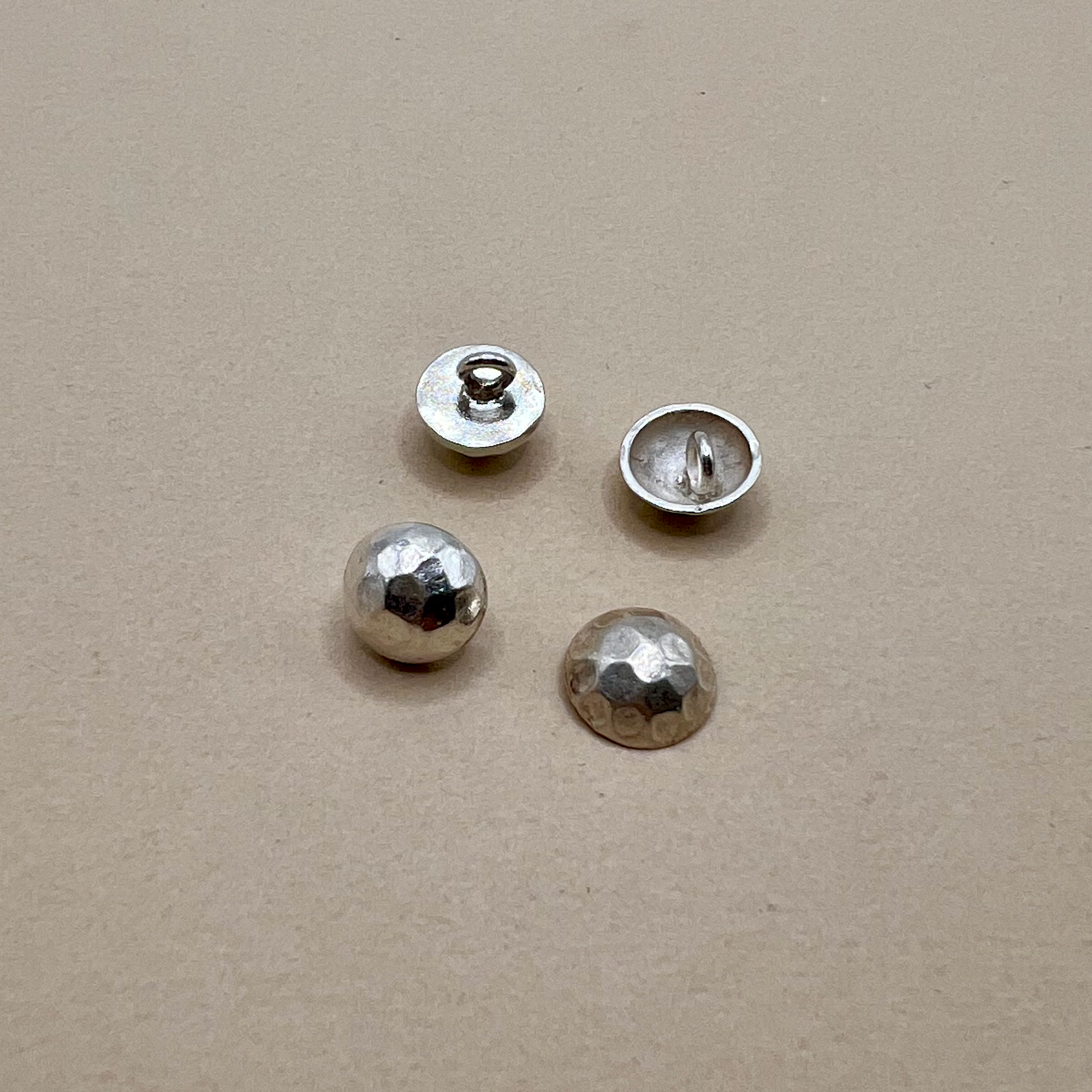 Hill Tribe Fine Silver Hammered Shank Buttons - 4 pieces