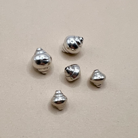 Hill Tribe Fine Silver Bi-Cone Shell Beads - 5 Pieces