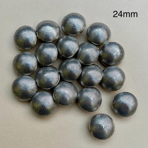 Hill Tribe Fine Silver Spiral 18mm, 20mm, 24mm Beads