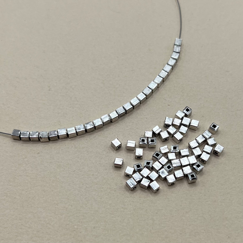 Hill Tribe Fine Silver Tiny Cube Beads