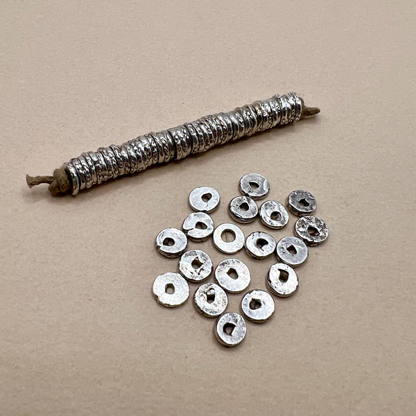 Hill Tribe Fine Silver Stamped Disc 8mm & 6mm Beads
