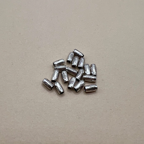 Hill Tribe Fine Silver Tube Beads with Fish Stamp