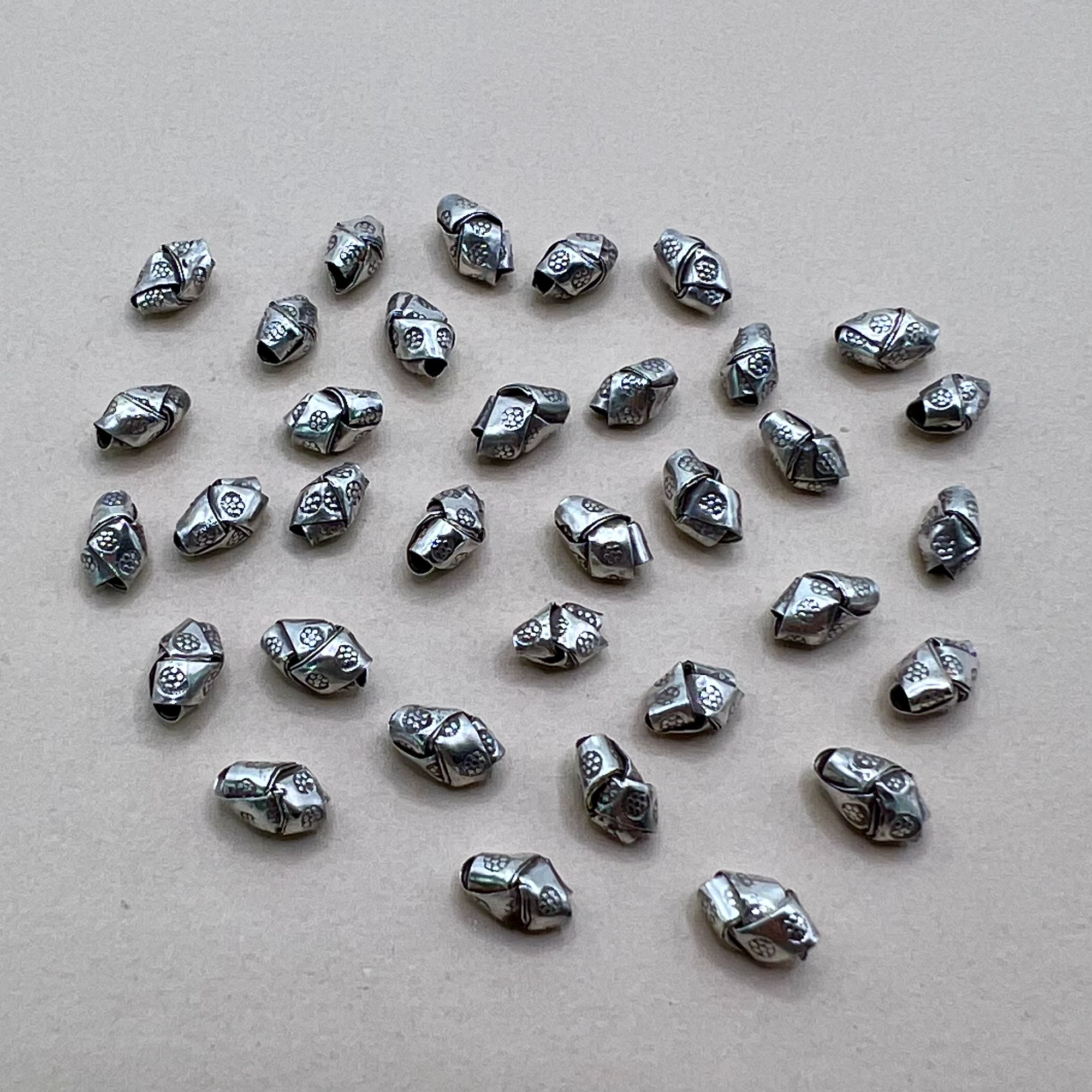 Hill Tribe Fine Silver Stamped Crescent Beads