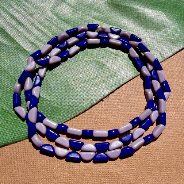 Blue & Lavender Half Circle Beads - 100 Pieces