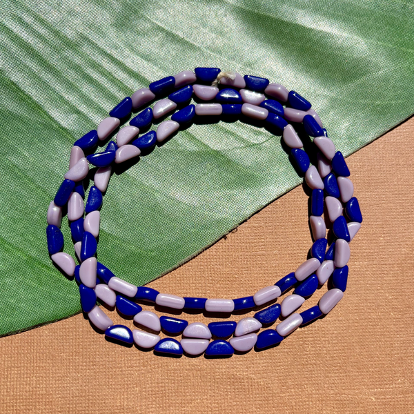 Blue & Lavender Half Circle Beads - 100 Pieces