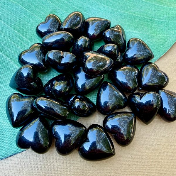 Black Puff Hearts - 36 Pieces
