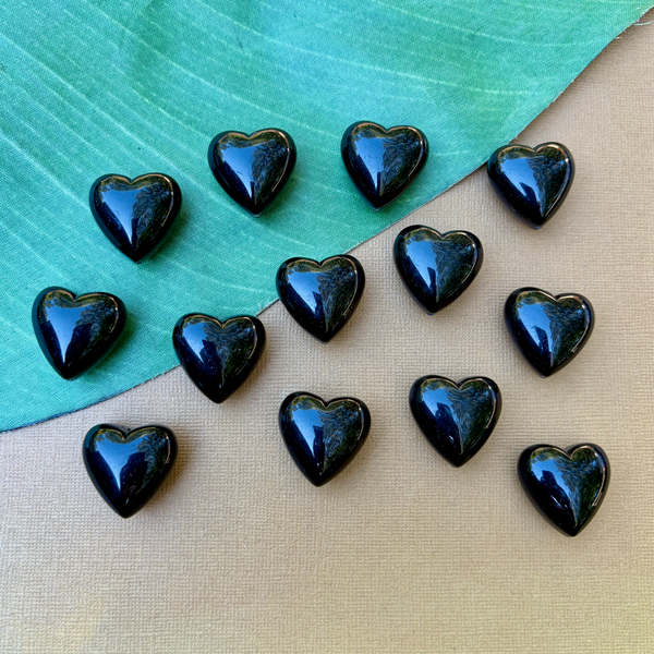 Black Puff Hearts - 36 Pieces