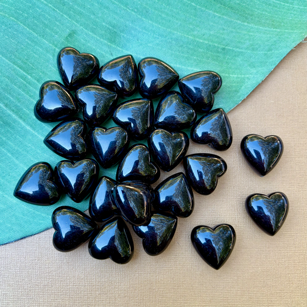 Black Puff Hearts - 36 Pieces