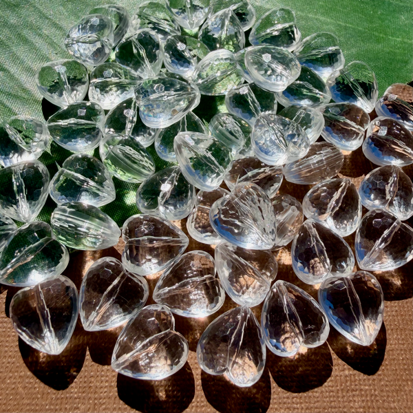 Faceted 16mm Crystal Hearts - 96 Pieces