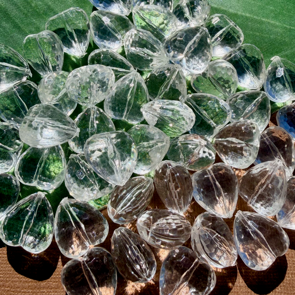 Faceted 20mm Crystal Hearts - 75 Pieces