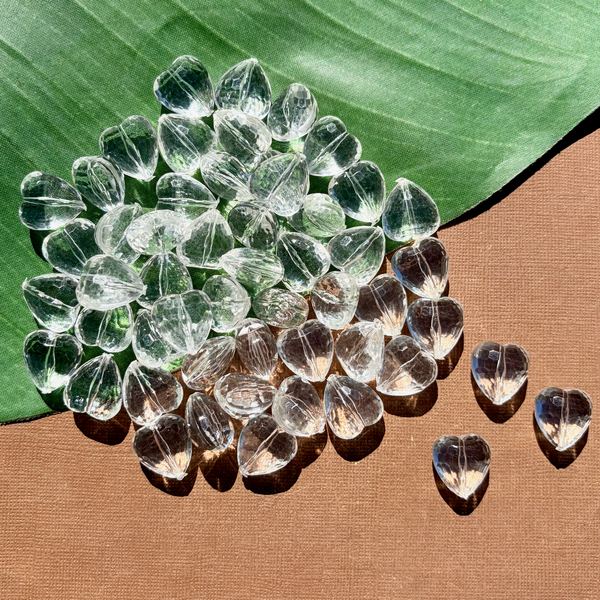 Faceted 20mm Crystal Hearts - 75 Pieces