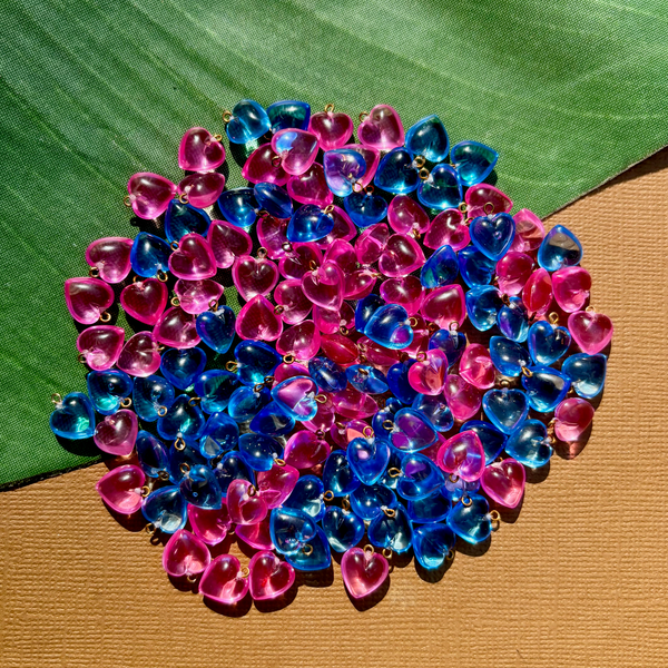 Small 10mm Pink & Blue Hearts - 130 Pieces