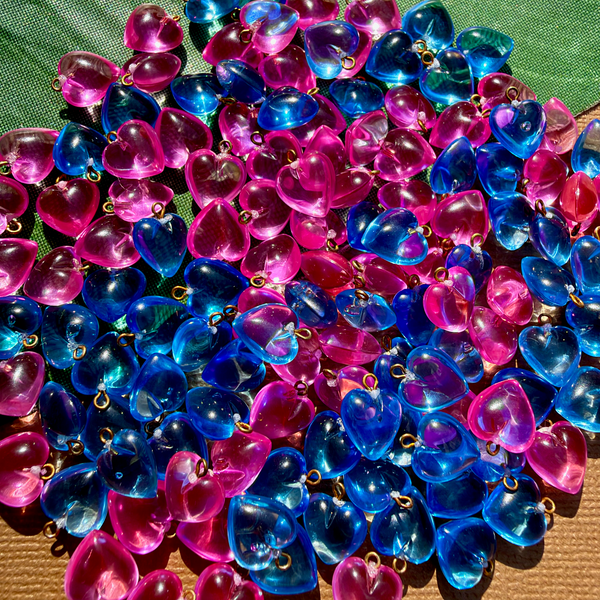 Small 10mm Pink & Blue Hearts - 130 Pieces