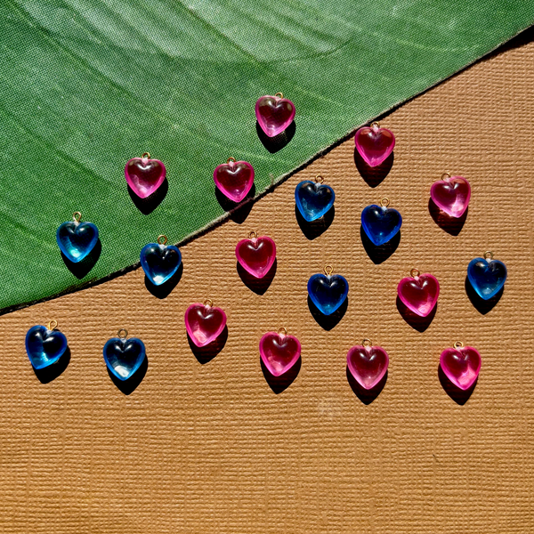 Small 10mm Pink & Blue Hearts - 130 Pieces
