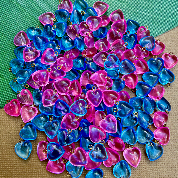Small 10mm Pink & Blue Hearts - 130 Pieces
