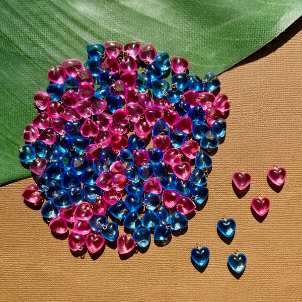 Small 10mm Pink & Blue Hearts - 130 Pieces
