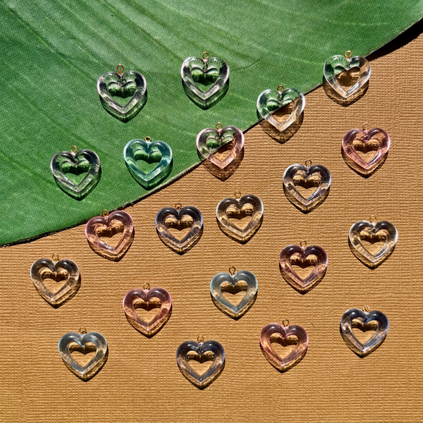 Pastel Open Heart Pendants - 50 Pieces