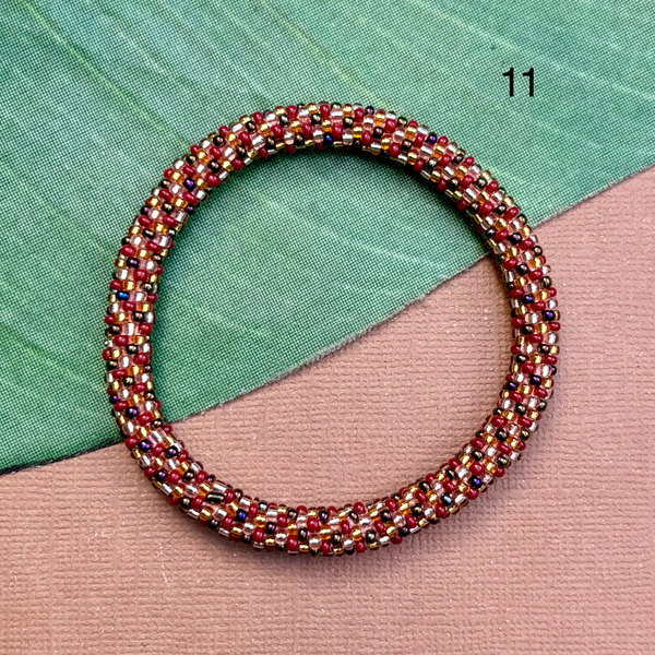 Honey (Burgundy & Brown) Beaded Bangles