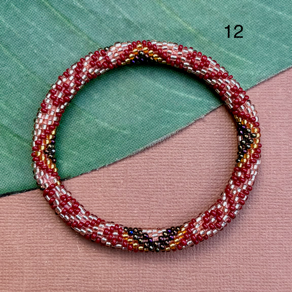 Honey (Burgundy & Brown) Beaded Bangles