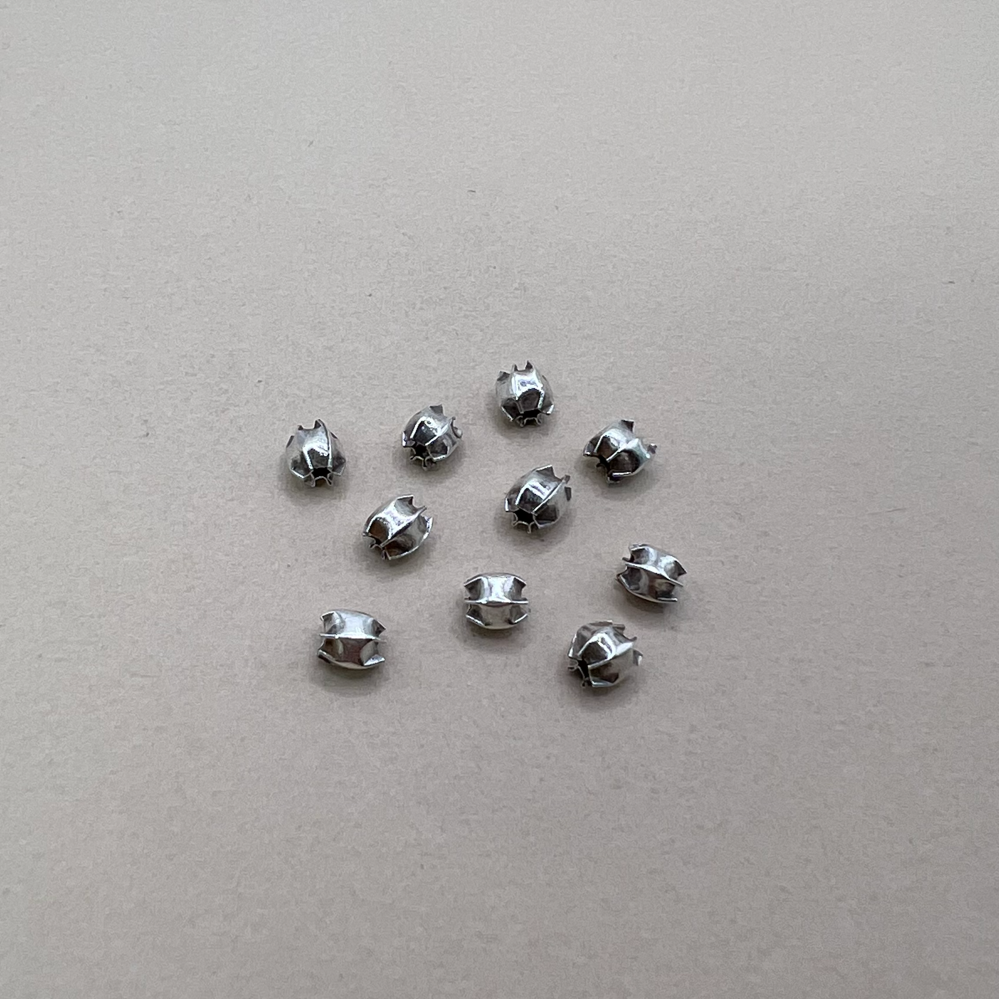 Hill Tribe Fine Silver Pinched Tube Beads - 10 Pieces