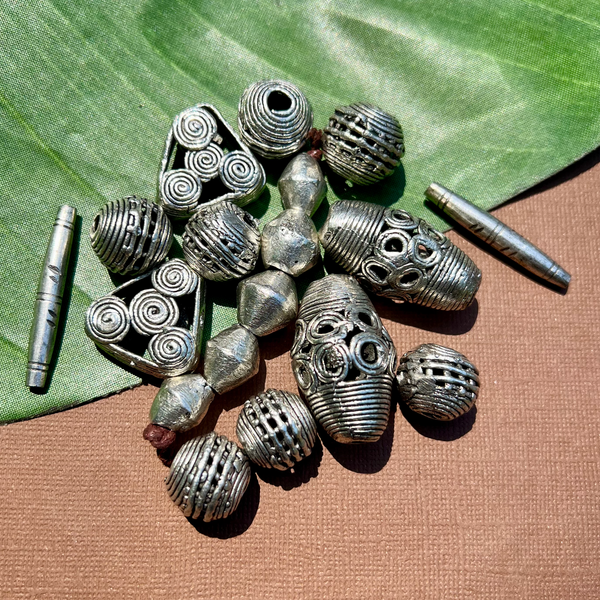 Sterling Silver Plated Assorted African Metal Beads