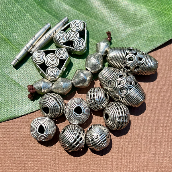 Sterling Silver Plated Assorted African Metal Beads
