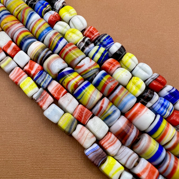 Indian Glass Tube Beads - 50 Pieces