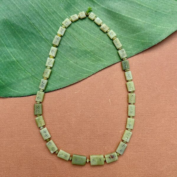 Carved Green Jade Graduated Strands - 1 Strand