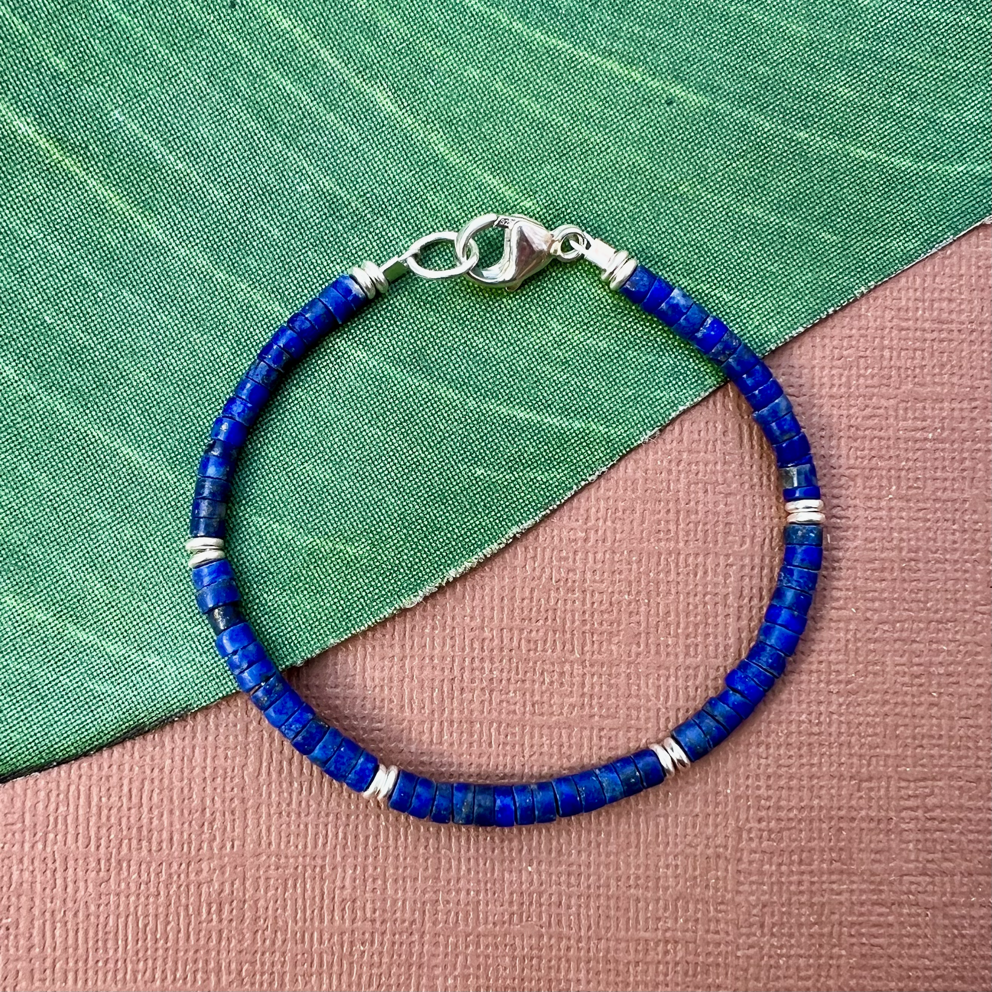 Lapis Heishi & Silver Bracelet