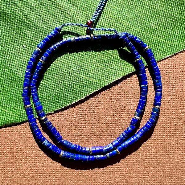 Lapis Heishi Tassel Necklace