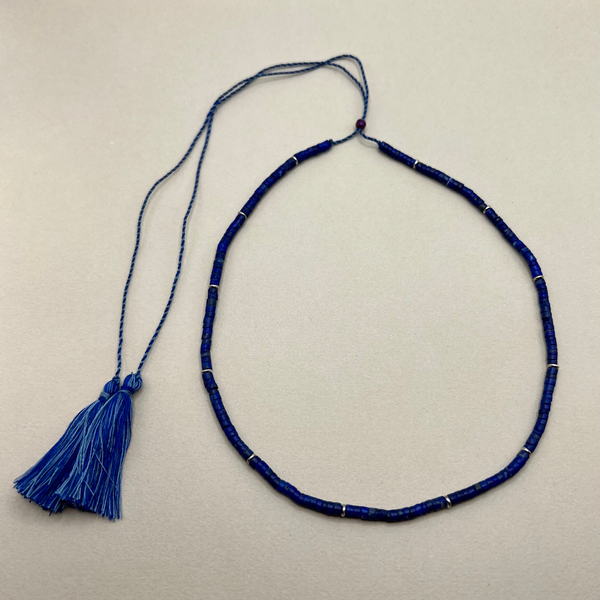 Lapis Heishi Tassel Necklace