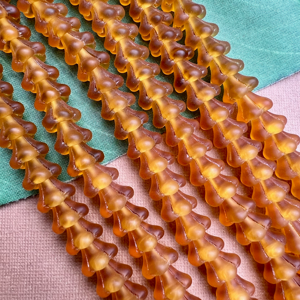 Honey Orange Matte Bell Flower Large Cap Beads - 50 Pieces