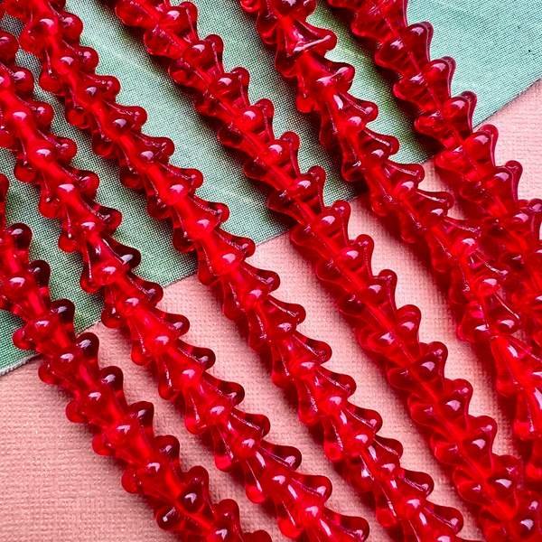 Red Bell Flower Large Cap Beads - 50 Pieces