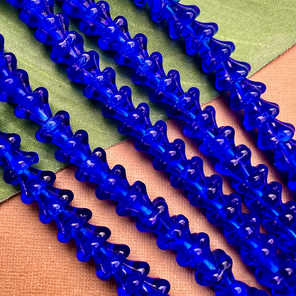 Blue Bell Flower Large Cap Beads - 50 Pieces