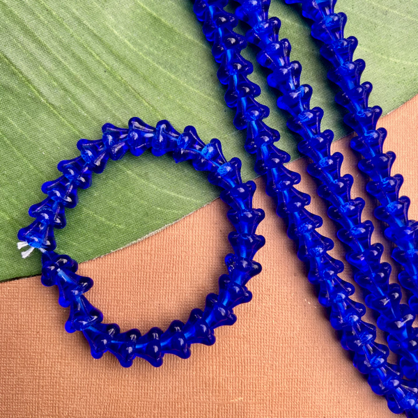 Blue Bell Flower Large Cap Beads - 50 Pieces