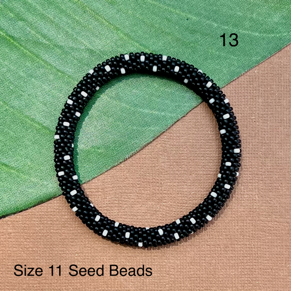 Out of Africa (Black, Gold, Cream) Beaded Bangles