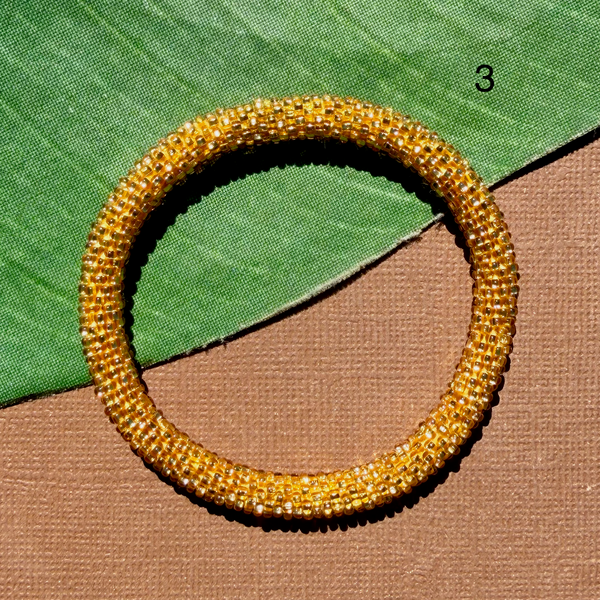 Out of Africa (Black, Gold, Cream) Beaded Bangles