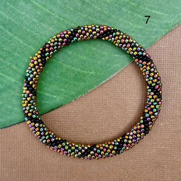 Out of Africa (Black, Gold, Cream) Beaded Bangles