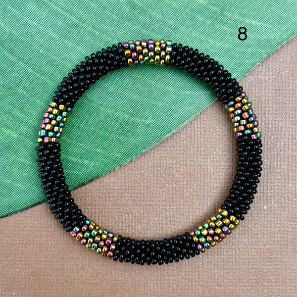 Out of Africa (Black, Gold, Cream) Beaded Bangles