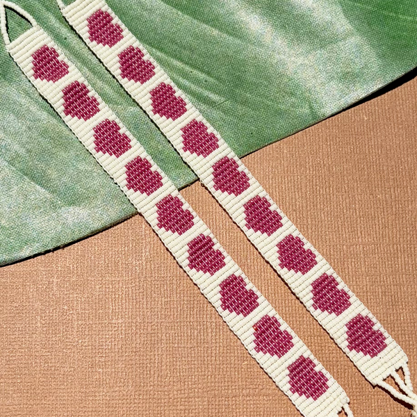 Seed Bead Loom Bracelets - Heart Pattern