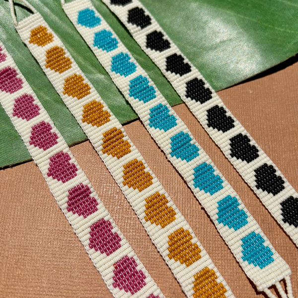 Seed Bead Loom Bracelets - Heart Pattern