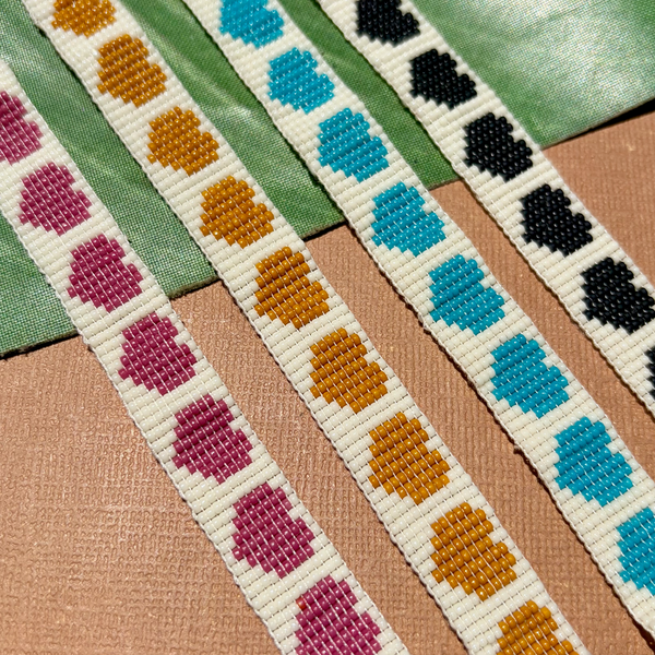 Seed Bead Loom Bracelets - Heart Pattern