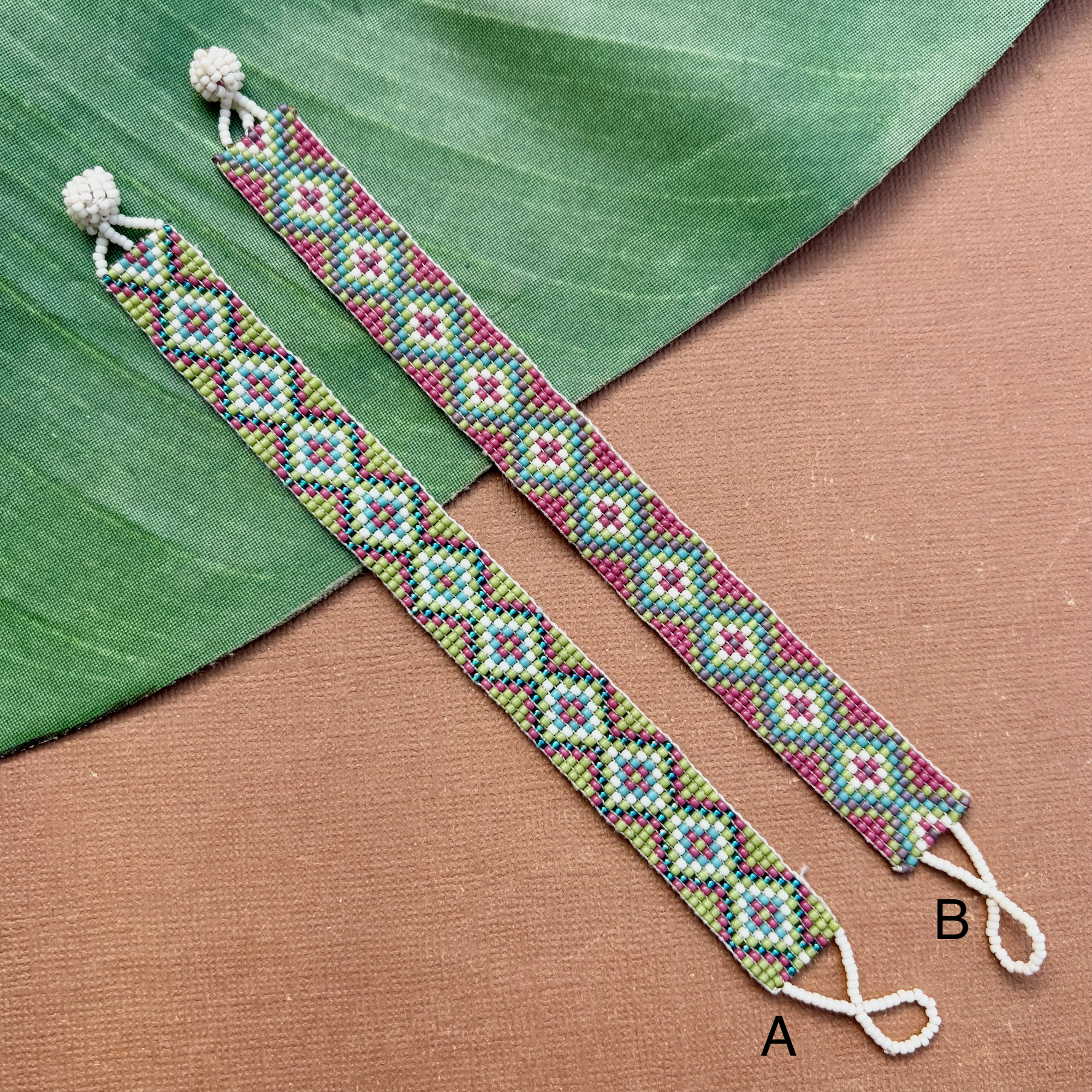 Seed Bead Loom Bracelets - Diamond Pattern