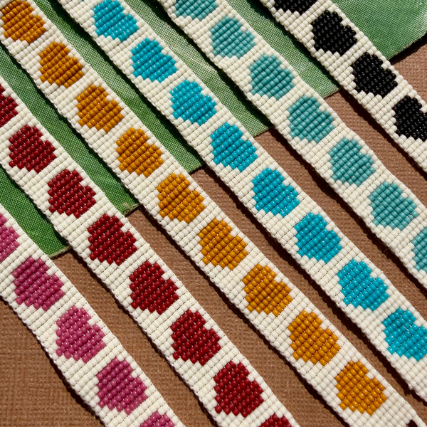 Seed Bead Loom Bracelets - Heart Pattern