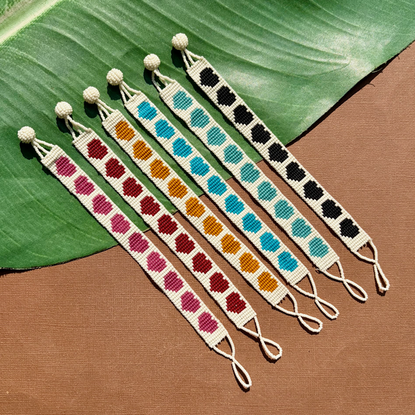 Seed Bead Loom Bracelets - Heart Pattern