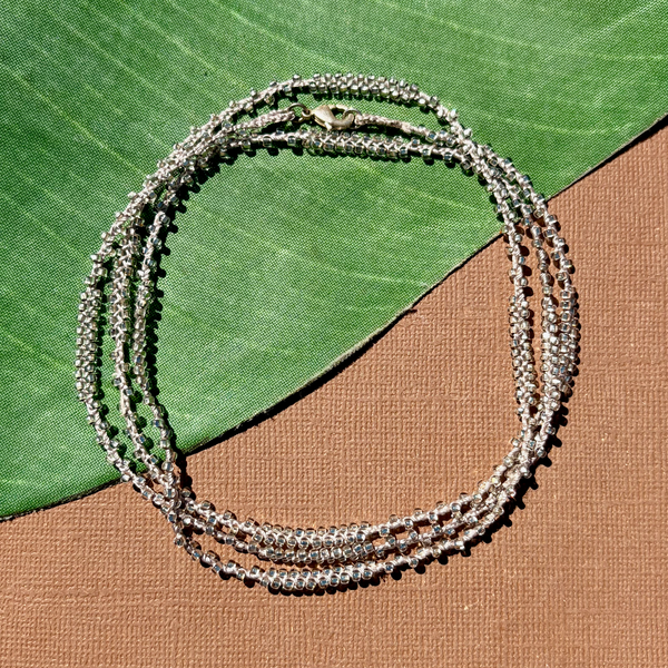Crystal & Platinum Silk & Seed Bead Necklace