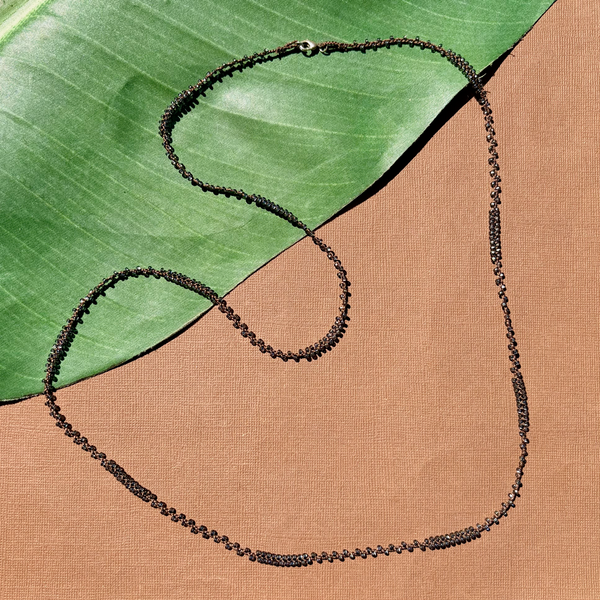 Hematite & Dark Brown Silk & Seed Bead Necklace