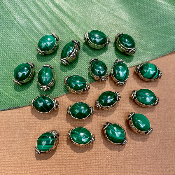 Malachite & White Metal Beads