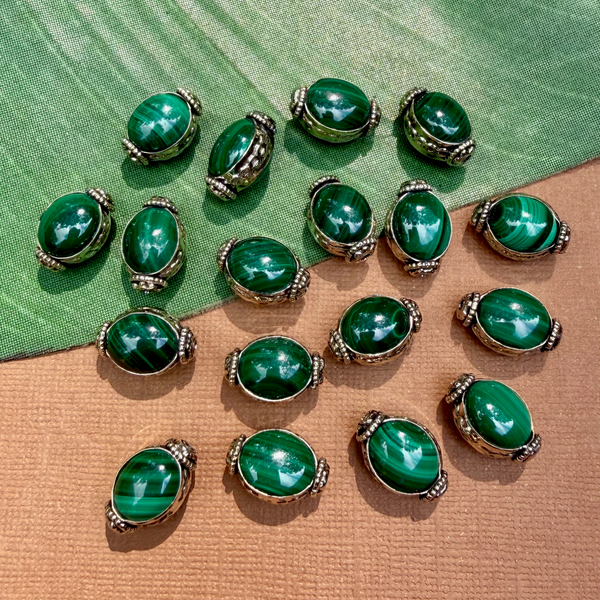 Malachite & White Metal Beads